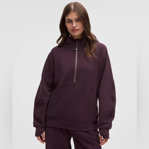 lululemon athletica Tops - NWOT Lululemon Scuba Oversized Half-zip Hoodie Long Black Plum XS/S